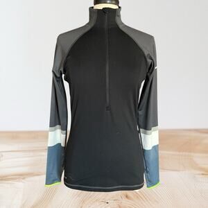 Nike Pro Dri-Fit Pullover Womens Size Medium M 1/2 Zip Black Gray Thumb Hole